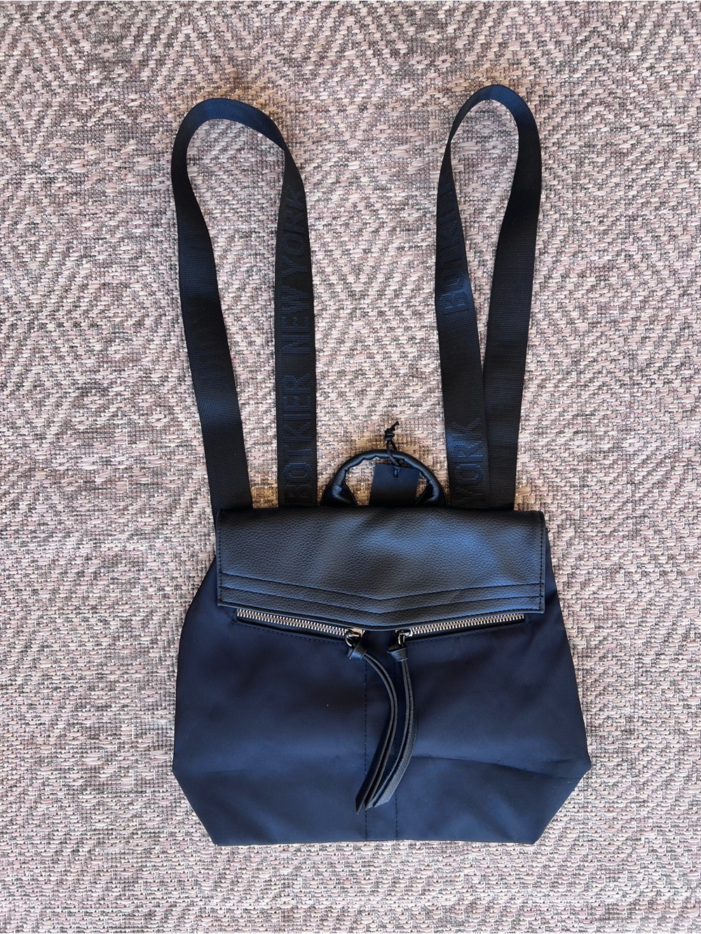 Botkier New York NWT Black Leather & Nylon Backpack Purse Convertible‎ Bag